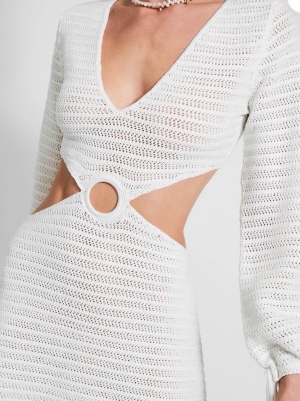 Devon Windsor Fallon Dress Off White Crochet Cutout Mini Sz Small New With Tags - Picture 2 of 6